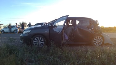 Triple choque en Ruta 22. Foto: gentileza FM 96.5 Luis Beltrán. 