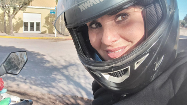 Alejandra Campo, motoviajera de Córdoba pasó por Neuquén. Foto gentileza A.C. 