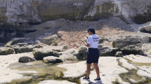 Imagen de Gran susto en Las Grutas: se derrumbó un acantilado en la primera bajada