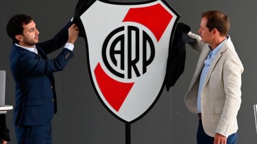 Stefano Di Carlo, Secretario General de River, junto al presidente del club Jorge Brito.