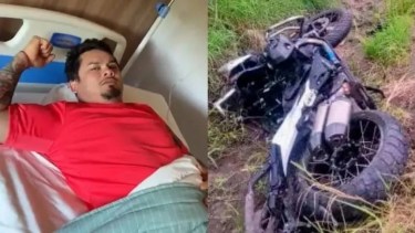 El Chino y la moto tras el accidente. 
