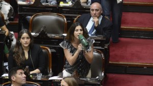 Marcela Pagano, con un megáfono, increpó a Martín Menem en Diputados: «fascista»