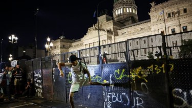 Marcha en el Congreso este miércoles. Foto: Infobae. 