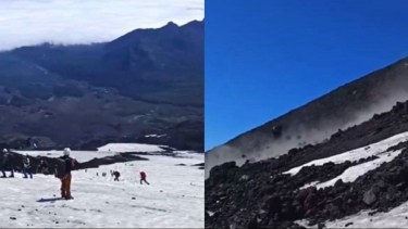 Subían el volcán Villarrica en Chile y empezaron a caer piedras: el impactante momento en video