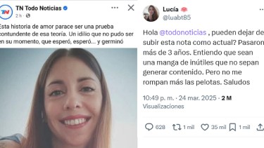 Lucía se cansó de que en TN sigan compartiendo su historia de hace 3 años.